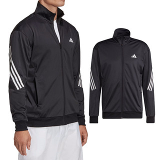 ADIDAS 男外套 針織外套 運動外套 內裡刷毛 黑白 HT7176