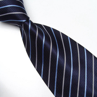 TNL07深藍底經典白藍條絲質條紋正裝領帶寬版領帶南韓絲商務領帶