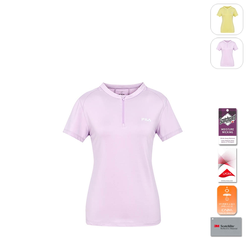 【FILA】女性 短袖 抗UV 吸濕排汗 運動T恤-紫色 5TEX-1316-PL