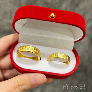 ［Hi rosé!］現貨、實拍、1:1金店同款！幸運草黃金戒指 四葉草沙金戒指 情侶對戒 久不掉色越南砂金仿黃金鍍24k