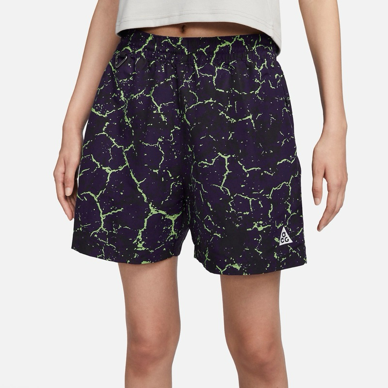 Nike 短褲 ACG 女款 紫 綠 高腰 寬鬆 抽繩 拉鍊口袋