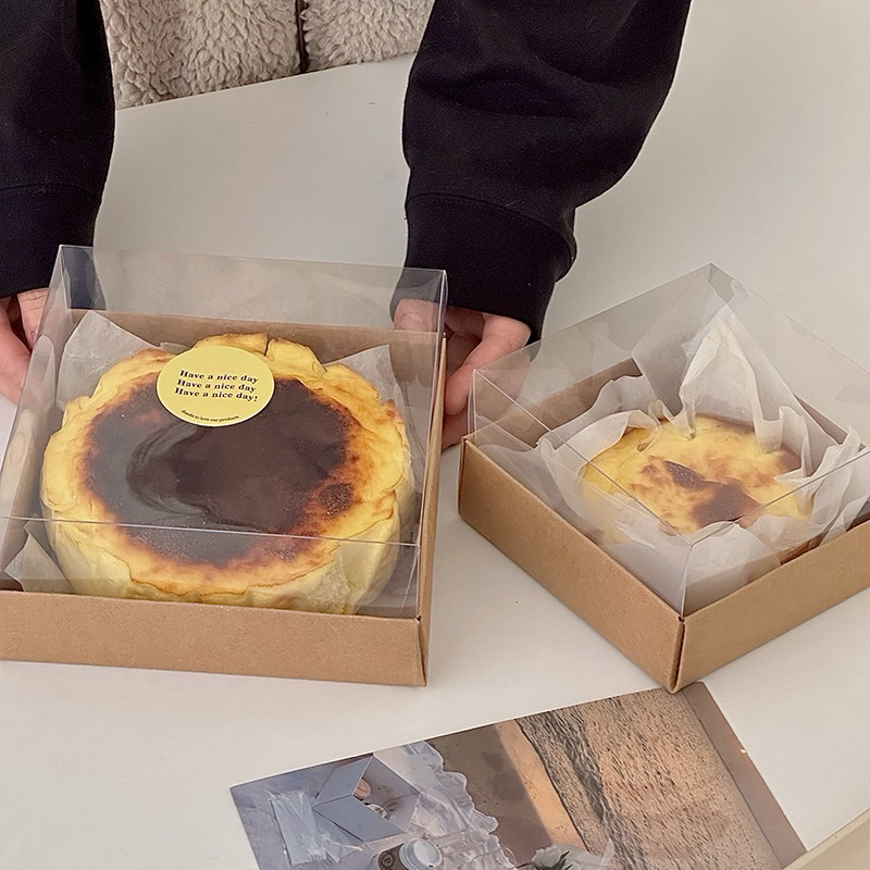 『Mi烘培』PVC透明蓋包裝盒 4吋 6吋 巴斯克 包裝盒 乳酪 蛋糕盒 餅乾盒 6寸 起司蛋糕盒 瑪德蓮 禮品盒 4寸