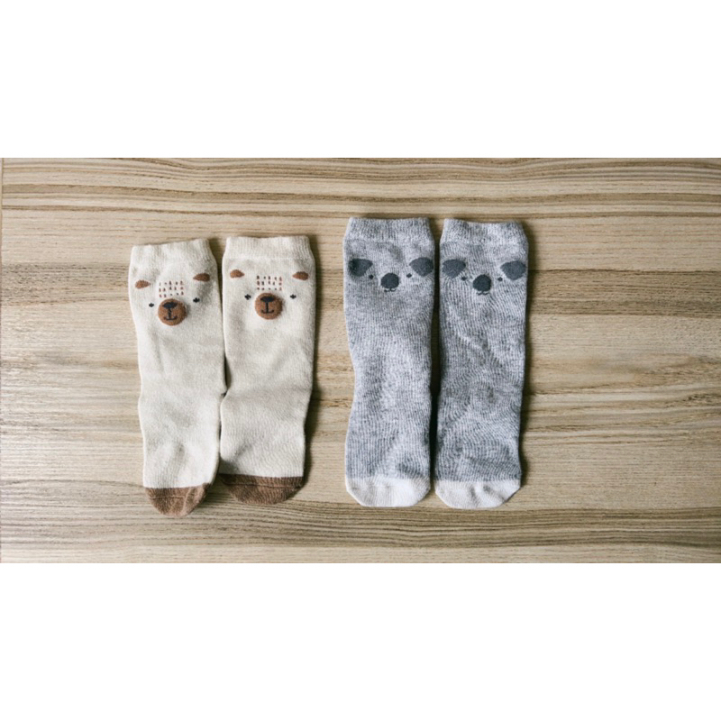 （二手9成新）lativ可愛動物兒童止滑中筒襪2雙合售（12-15cm)童襪 二手童襪