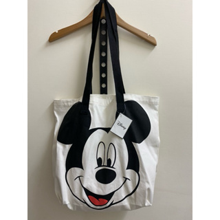 迪士尼Disney 米老鼠米奇卡通圖案帆布包手提包肩背包購物
