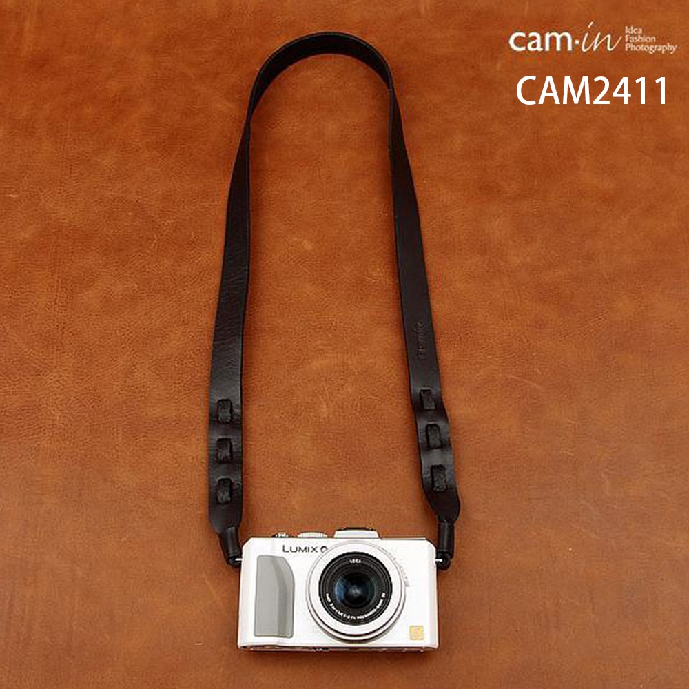 【Cam in】真皮穿孔造型相機背帶/2色(頭層牛皮)