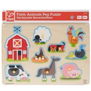 二手🧩德國Hape愛傑卡木製拼圖 農場動物拼圖Farm Animals Puzzle