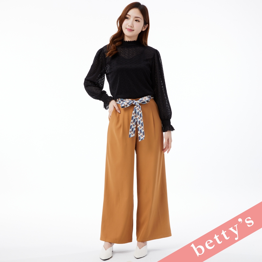 betty’s貝蒂思(31)腰鬆緊特色腰帶落地寬褲(駝色)
