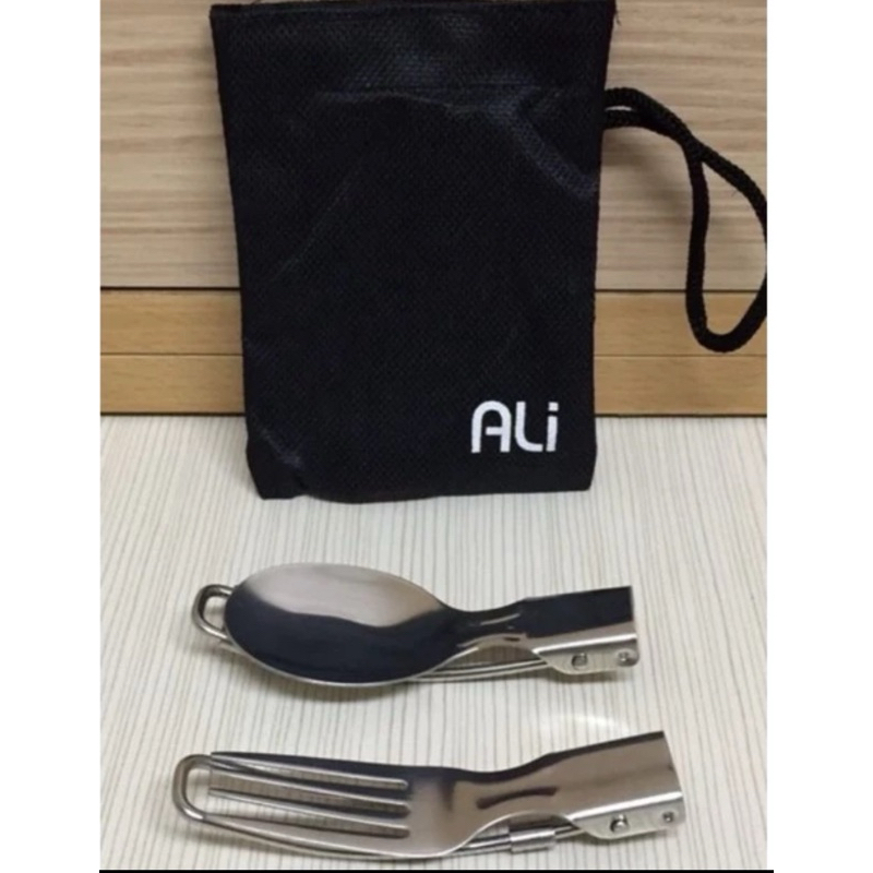 折疊露營餐具兩件組 ALI折疊湯匙+ALI折疊叉子 不鏽鋼環保餐具