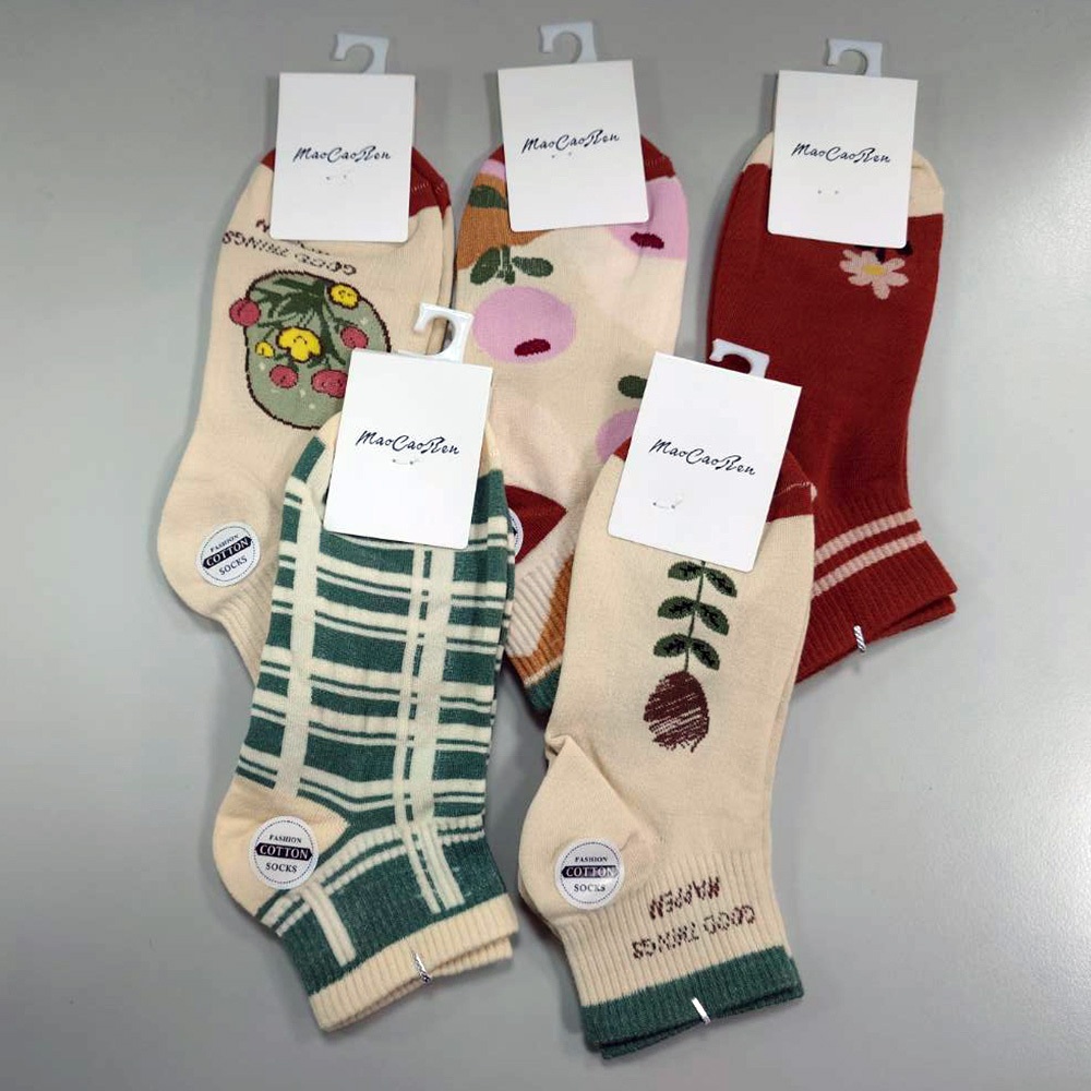 【Wonderland】花卉植物100%純棉日系短襪