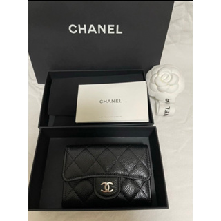全配 有購證 Chanel 經典單層口蓋卡包 黑銀
