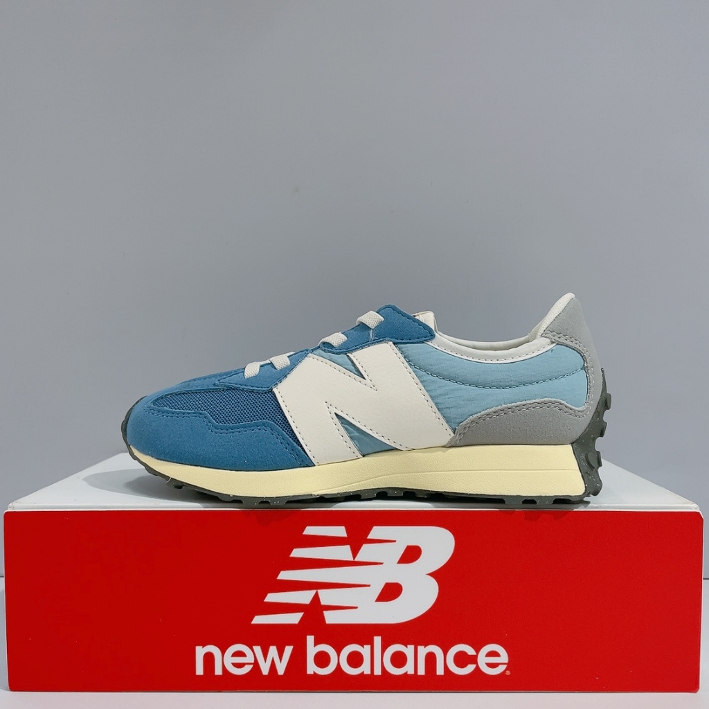 New Balance 327 中童 藍色 IU同款 寬楦 復古 奶油底 麂皮 拼接 運動 休閒鞋 PH327RA