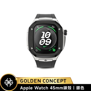 Golden Concept Apple Watch 45mm 銀錶框 黑橡膠錶帶 WC-SPIII45-SL-BK