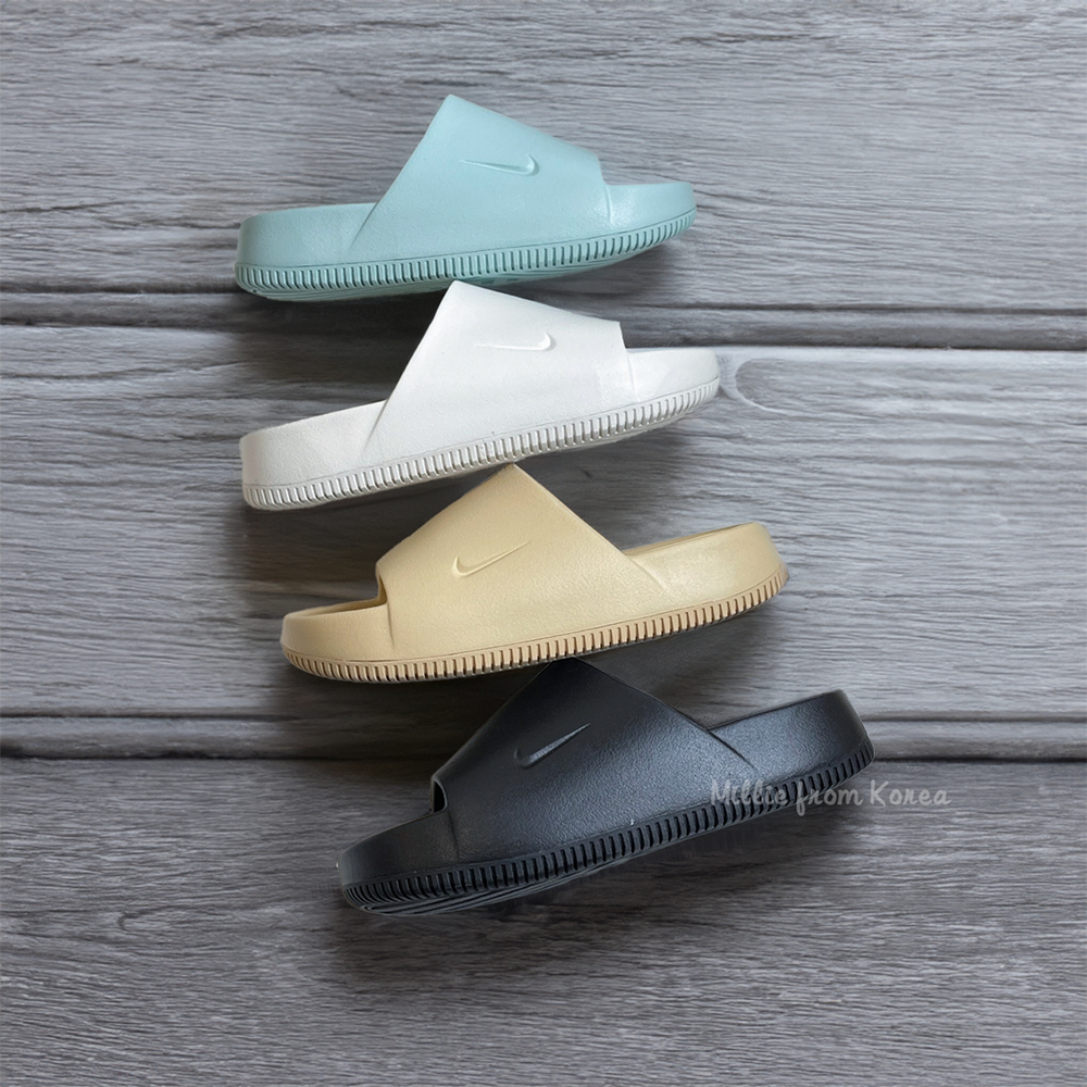 【米莉】折扣館 Nike Calm Slide 防水 全黑 奶茶 白 潮流拖鞋 厚底 沙灘涼鞋 FD4116-001