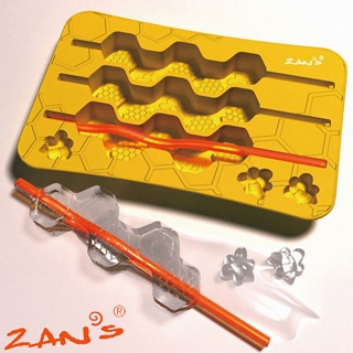 Zan's-蜂巢造型製冰盒-黃 蜂巢 造型 製冰盒 矽膠 冰塊