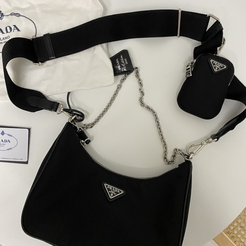 二手美品 PRADA 三合一 HOBO BAG 尼龍包