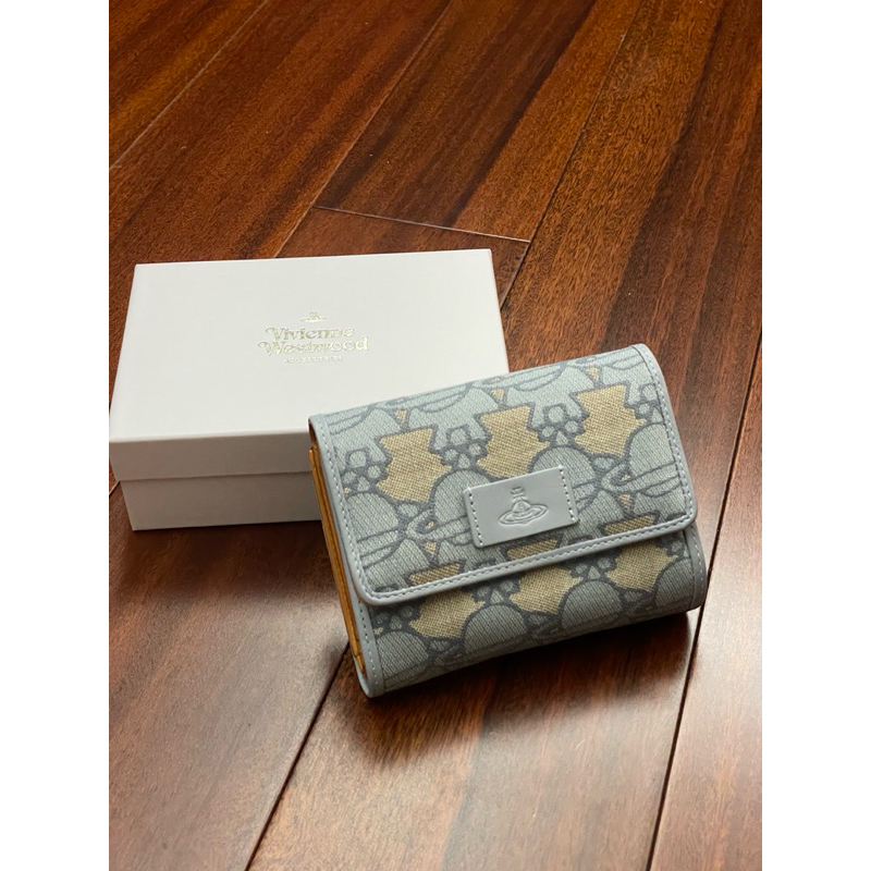 ［代購現貨］24SS Vivienne Westwood 日本專櫃限定款 藍色老花正方形錢包 中型皮夾