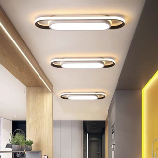 】110V過道燈長方形簡約現代LED吸頂燈長形客廳走廊燈長條形創意陽台燈AAC