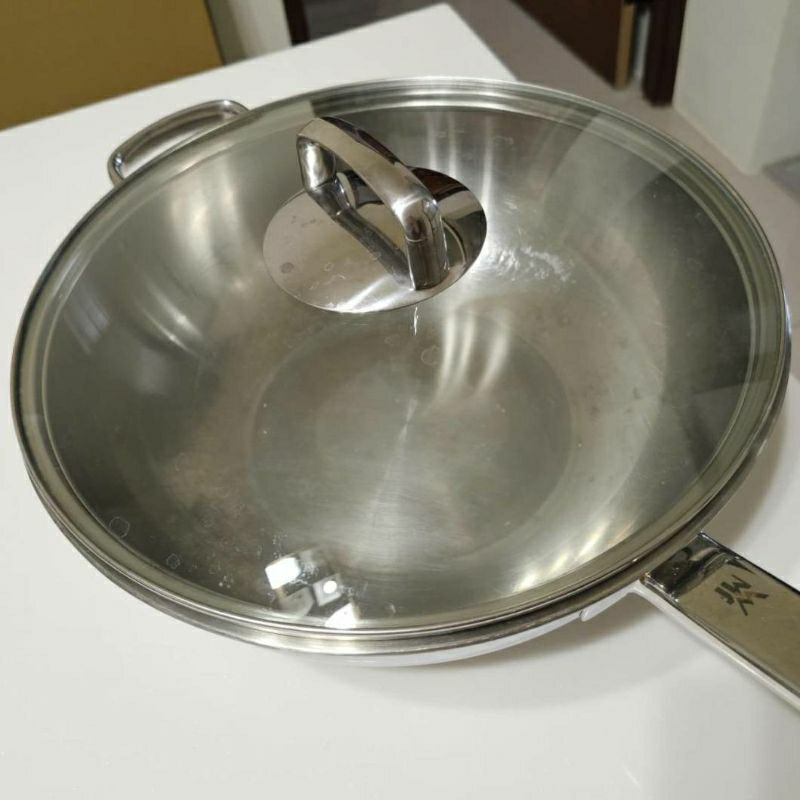 【二手】德國WMF 不鏽鋼單柄炒鍋 30cm 含玻璃鍋蓋