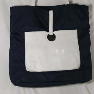 B03二手包包｜agnès b尼龍雙色兩用手提肩背包｜有使用的痕跡｜尼龍60%+牛皮40%