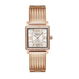 【For You】當天寄出 I GUESS 玫金殼 白面 米蘭+不鏽鋼錶帶 晶鑽方型腕錶 W0826L3