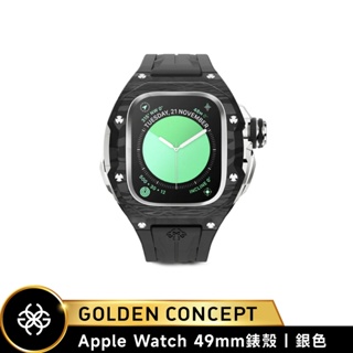 Golden Concept Apple Watch 49mm 銀錶框 黑橡膠錶帶 WC-RSCIII49-BK-SC