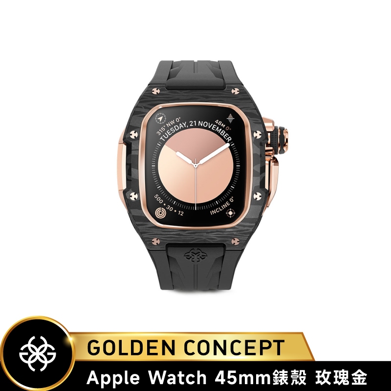 Golden Concept Apple Watch 45mm 玫瑰金錶框 黑橡膠 WC-RSCIII45-BK-RGC