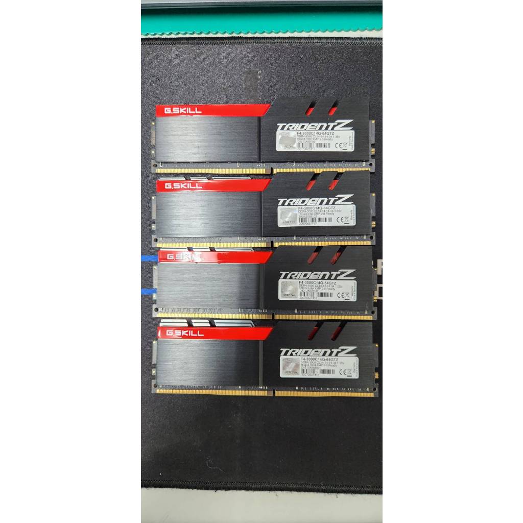 芝奇G.SKILL三叉戟 16G*4 DDR4-3000 CL14(黑紅色)(F4-3000C14Q-64GTZ)終身保