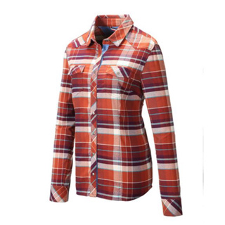 荒野 wildland 女彈性T400格紋保暖襯衫 栗褐色 外罩衫 爬山襯衫