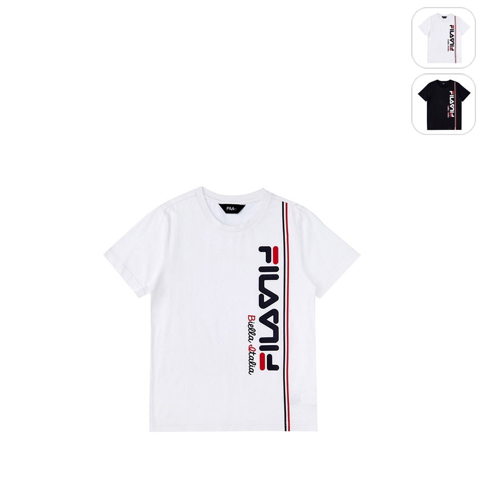 【FILA】KIDS 孩童款 純棉 短袖 運動圓領上衣-白色 1TEX-4900-WT