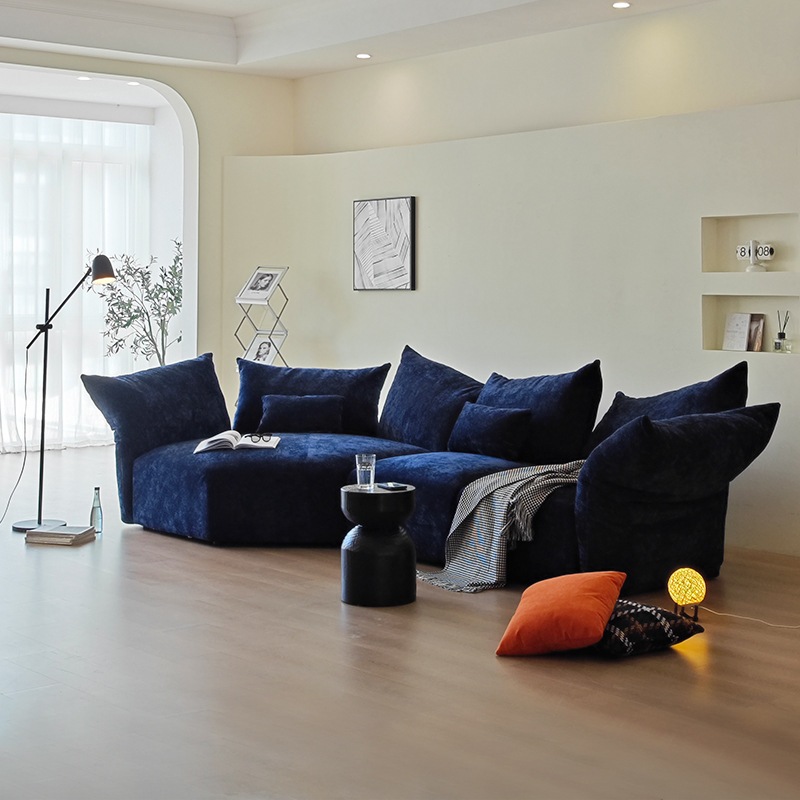 意式輕奢客廳樣板房別墅極簡布藝懶人沙發異形設計師花瓣沙發組合 5