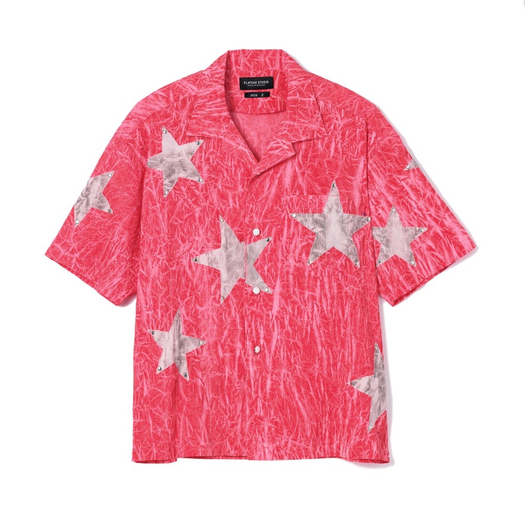 PLATEAU STUDIO "crease dye star shirt" | dye red