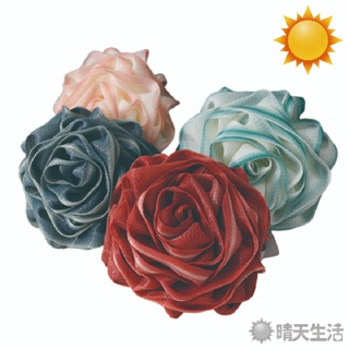 玫瑰花造型蓬鬆柔軟沐浴球 顏色隨機 沐浴 沐浴球 起泡球【晴天】