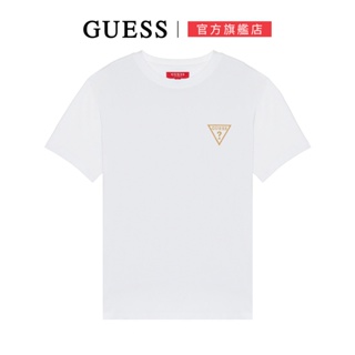 【GUESS】胸前刺繡倒三角小LOGO短T-兩色任選