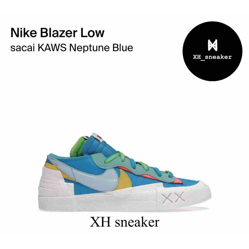 【XH sneaker】 Sacai X Kaws X Nike Blazer Low 藍色 雙勾DM7901-400