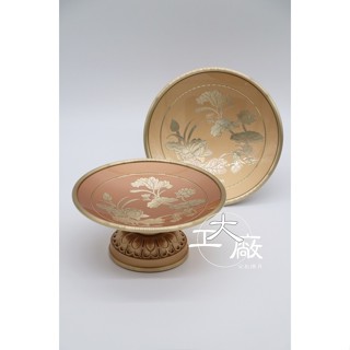 【大工廠佛具】水果盤 /鍛造銅製 / 蓮花 / 粉金色/雙色 兩色選擇 供果盤 果盤 供盤
