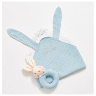 奇哥 Peter Rabbit 比得兔天絲泡泡紗安撫巾+搖鈴組 32x32cm