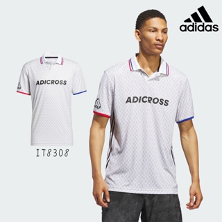 ＊立航高爾夫＊Adidas ADICROSS 男POLO衫 幾何圖形 #IT8308,白