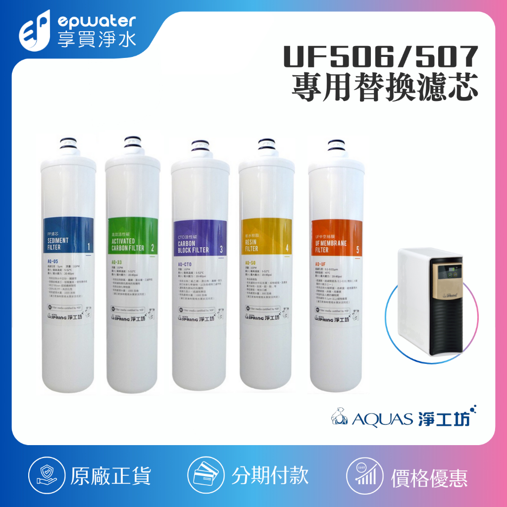 【蝦幣10%回饋】【AQUAS 淨工坊】UF506 / UF507 淨水器-替換濾芯