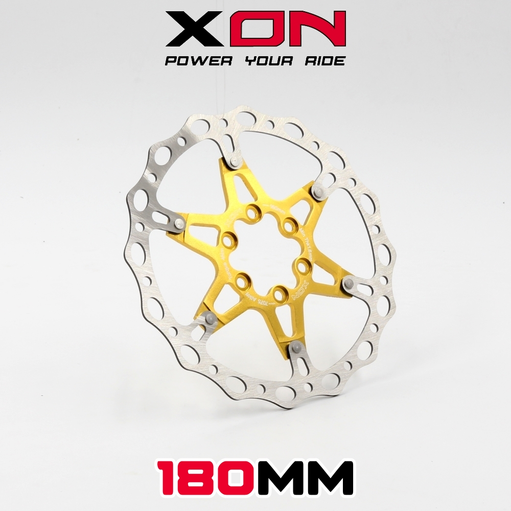 【瘋拜客】 XON (金色) 輕量 180mm 兩件式 浮動碟盤 410 不鏽鋼 + AL7075 鋁合金 123g