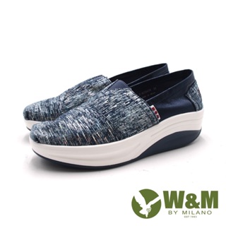 W&M(女)BOUNCE絲線輕量增高厚底休閒鞋 女鞋-深藍色