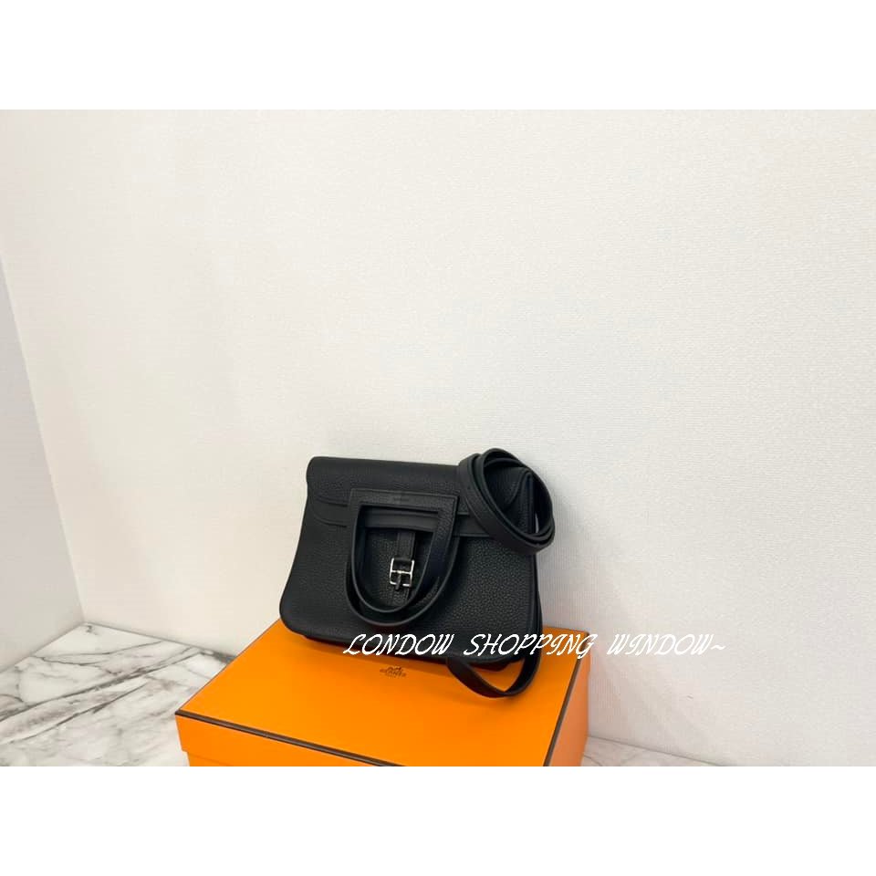 閒置新品 HERMES HALZAN 25 黑銀 五種背法 肩背 斜背包*倫敦櫥窗*