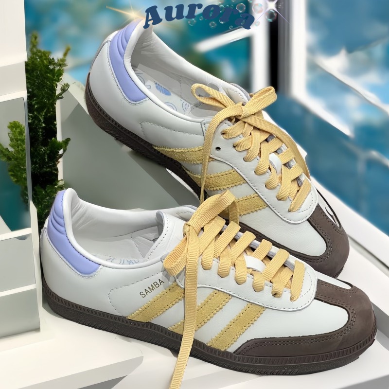 Adidas Originals Samba OG 復古 桑巴鞋 德訓鞋 黑白 米黃紫 休閒鞋 米黃紫 IE0875