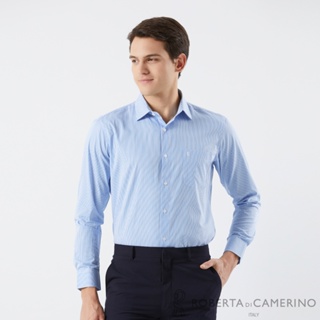 【ROBERTA 諾貝達】男裝 純棉藍色條紋長袖襯衫( 休閒商務款) RDL28-35