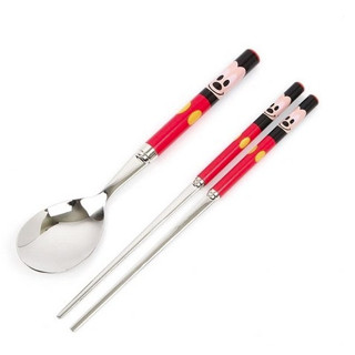 S MATE【現貨】❤️韓國 MICKEY MOUSE 米奇 米老鼠 不鏽鋼 湯匙 筷子 餐具組 兒童餐具組