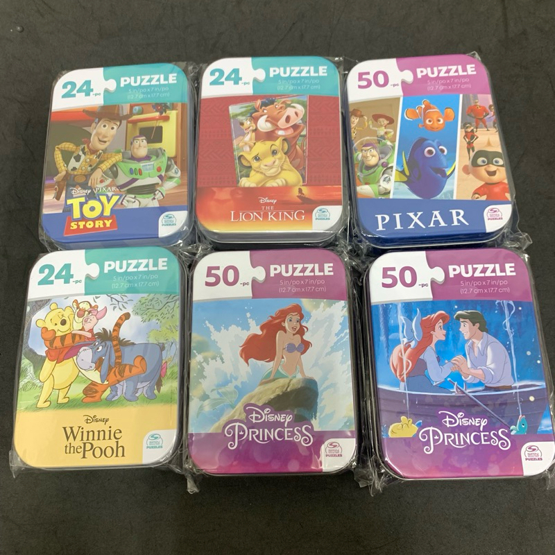 6個 好市多 鐵盒拼圖 24片/50片 小美人魚 迪士尼 小熊維尼 玩具總動員 知名卡通 Disney puzzle