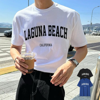 [HYC] 韓國 LAGUNA BEACH CALIFORNIA 美式 簡約英文 斑駁 復古 Y2K 寬鬆短T 短袖