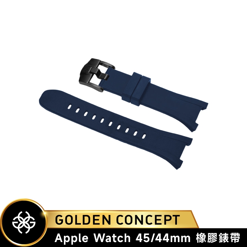 Golden Concept Apple Watch 45/44mm 藍橡膠錶帶 黑錶扣 ST-45-RB-BL-BK