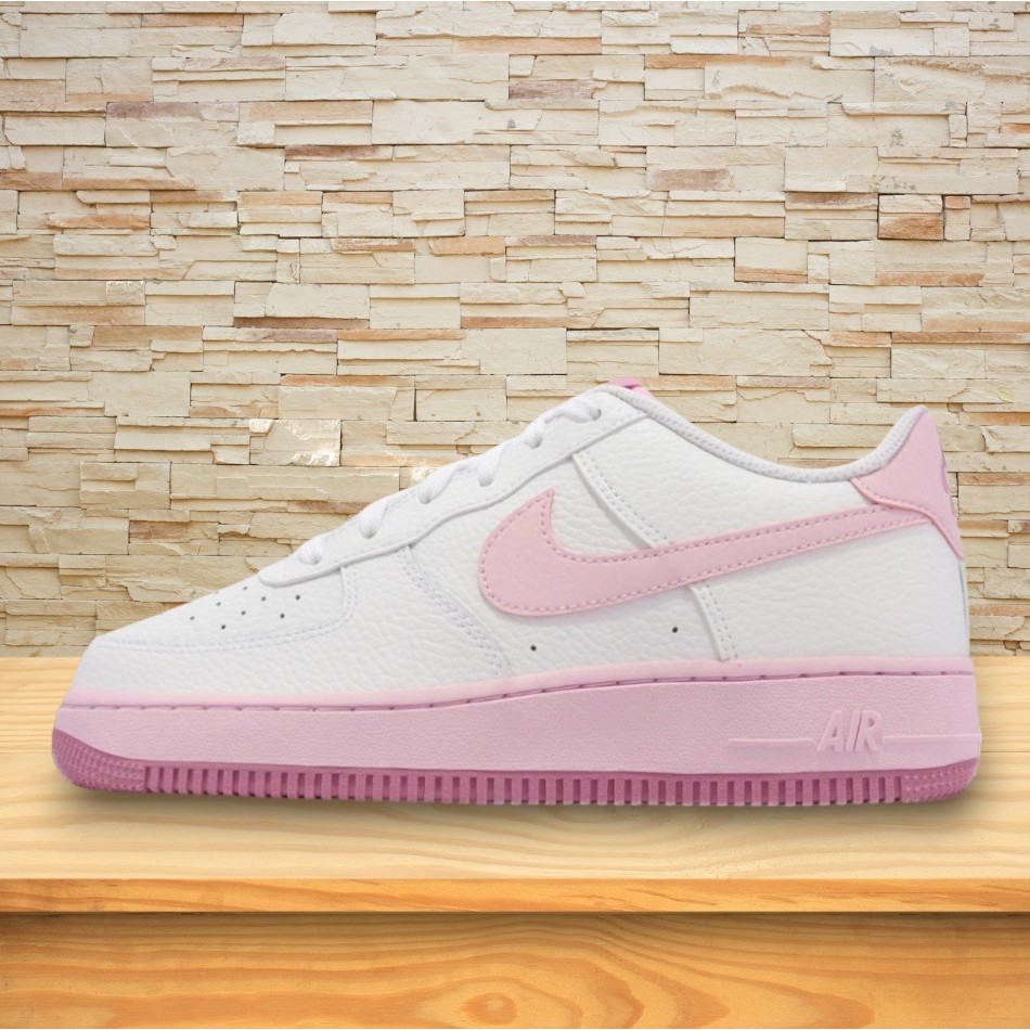 Nike Air Force 1 GS 草莓奶霜 粉白 皮革 厚底鞋 休閒鞋 潮流 大童鞋 女鞋 CT3839-107