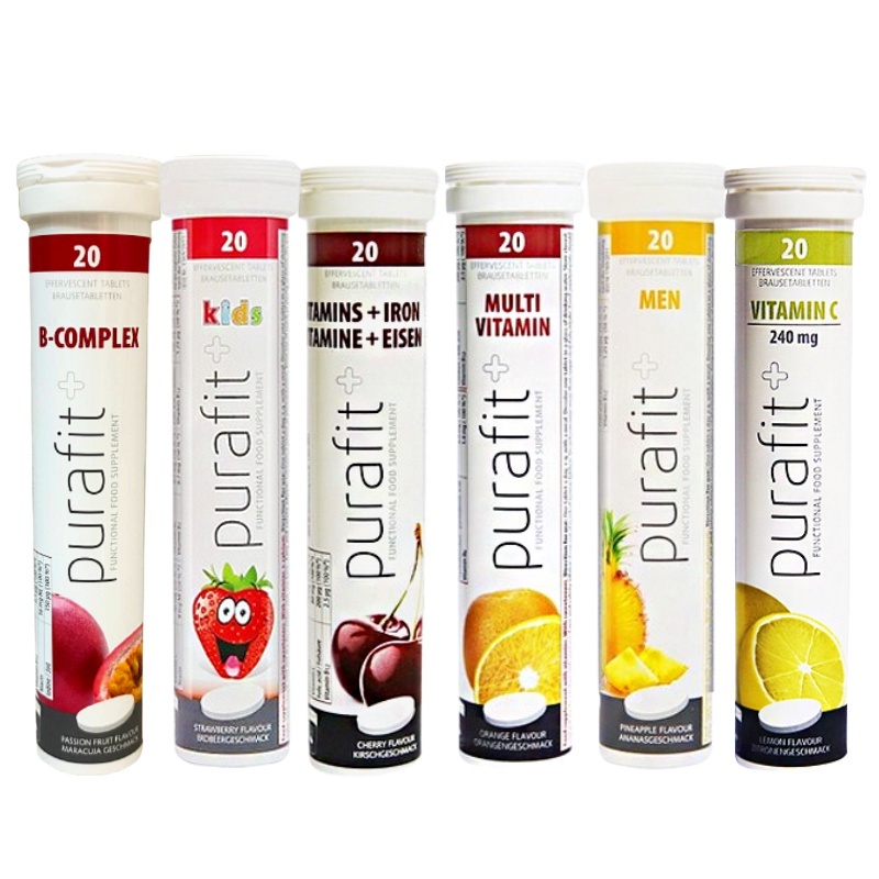 現貨 德國 Purafit 柏尹芙發泡錠 維他命C 綜合維他命 鐵鈣 氣泡錠20錠