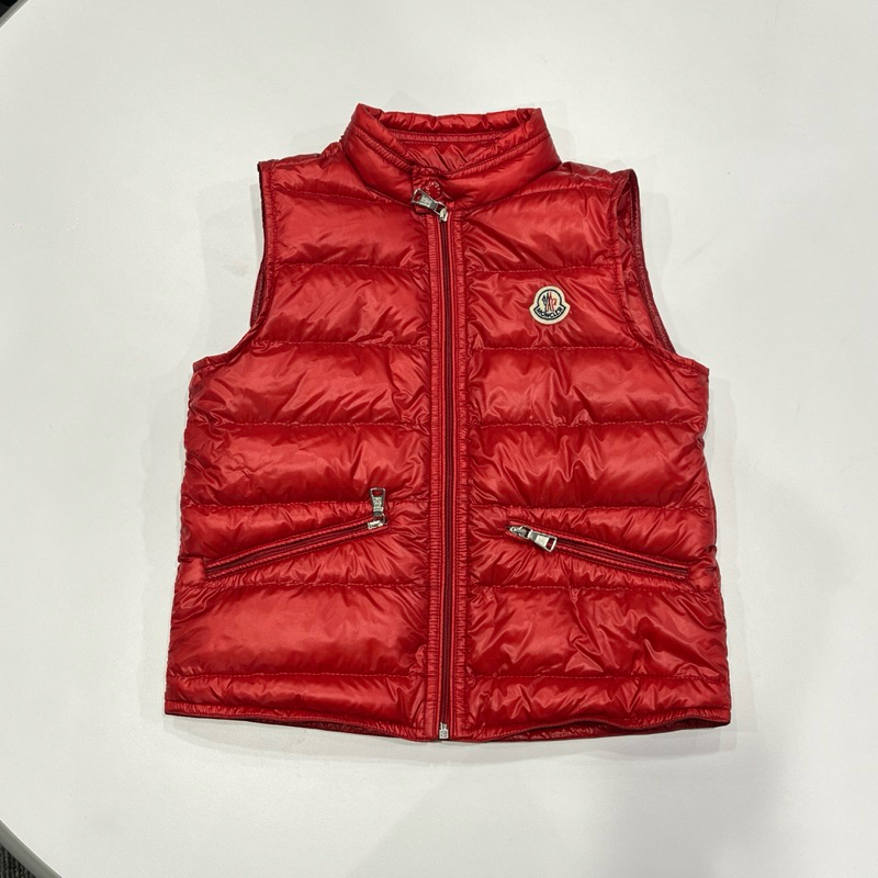 正品／二手／拉鍊款／MONCLER 羽絨背心 (紅) 6 anni 116cm